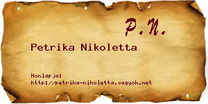 Petrika Nikoletta névjegykártya